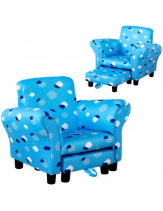 Homcom Kids Cloud-Design Chair with Footrest, Blue