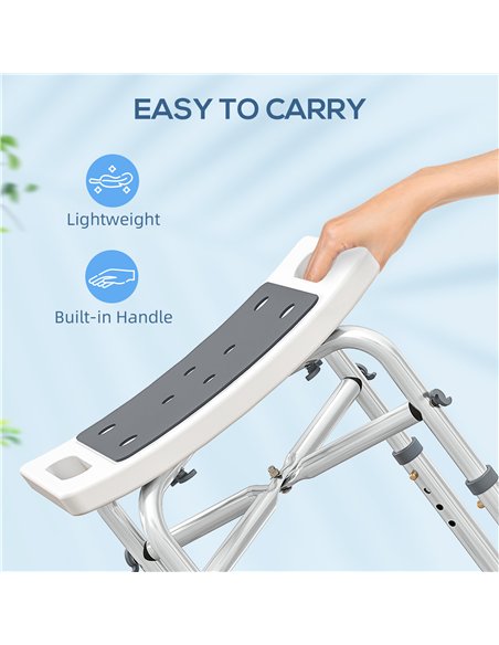 HOMCOM 44-51.5cm Aluminium Frame Shower/Bath Stool - Grey - pic 171813 | FastDaddyshop