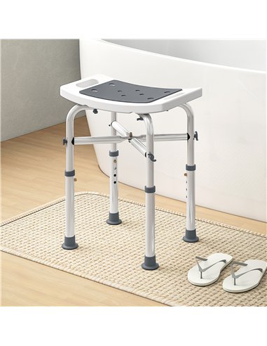 HOMCOM 44-51.5cm Aluminium Frame Shower/Bath Stool - Grey