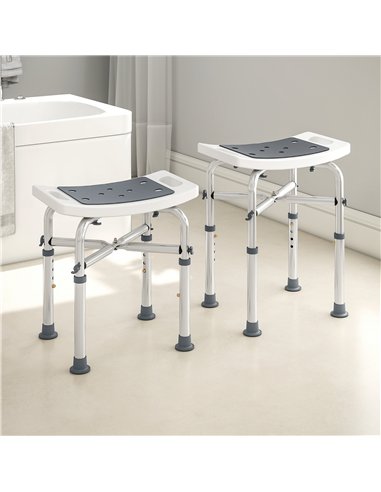 HOMCOM 44-51.5cm Aluminium Frame Shower/Bath Stool - Grey