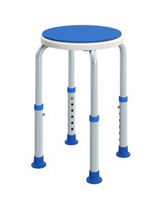 HOMCOM 360° Swivel Shower Chair, Height Adjustable Aluminium Shower Stool with Non-Slip Feet for Disabled, Elderly, Blue