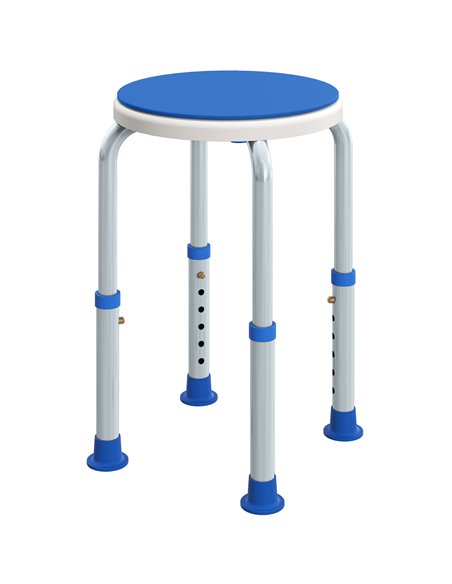 HOMCOM 360° Swivel Shower Chair, Height Adjustable Aluminium Shower Stool with Non-Slip Feet for Disabled, Elderly, Blue - pic 171816 | FastDaddyshop