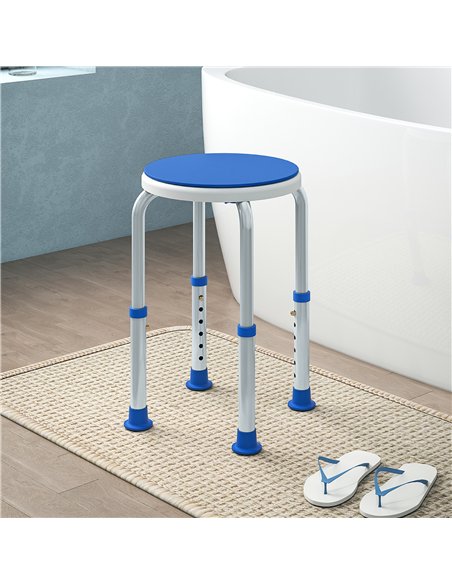 HOMCOM 360° Swivel Shower Chair, Height Adjustable Aluminium Shower Stool with Non-Slip Feet for Disabled, Elderly, Blue - pic 171817 | FastDaddyshop