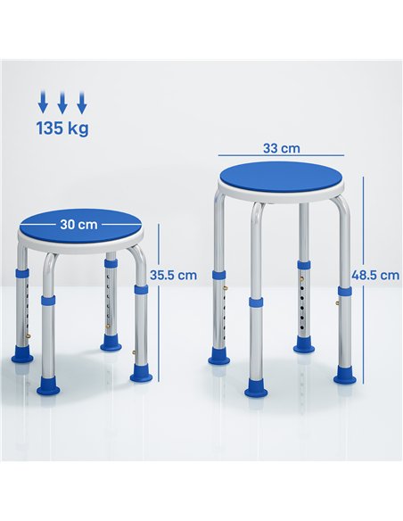 HOMCOM 360° Swivel Shower Chair, Height Adjustable Aluminium Shower Stool with Non-Slip Feet for Disabled, Elderly, Blue - pic 171818 | FastDaddyshop