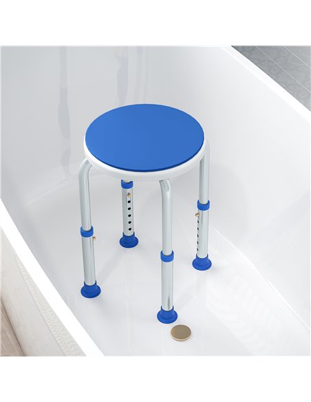 HOMCOM 360° Swivel Shower Chair, Height Adjustable Aluminium Shower Stool with Non-Slip Feet for Disabled, Elderly, Blue - pic 171823 | FastDaddyshop