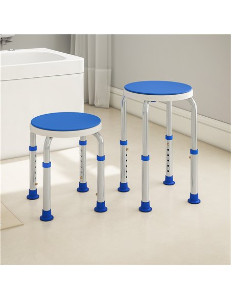 HOMCOM 360° Swivel Shower Chair, Height Adjustable Aluminium Shower Stool with Non-Slip Feet for Disabled, Elderly, Blue - pic 171824 | FastDaddyshop