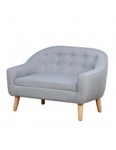 Homcom 2 Seater Kids Mini Sofa, Armchair with Wood Frame, Grey