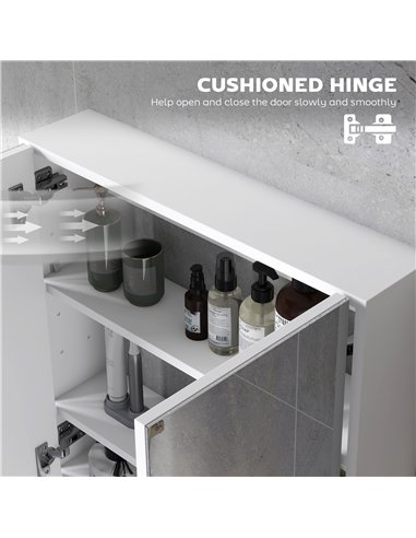 HOMCOM 60 x 15 cm Double Door Bathroom Mirror Cabinet - White