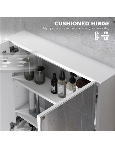 HOMCOM 60 x 15 cm Double Door Bathroom Mirror Cabinet - White - pic 171831 | FastDaddyshop