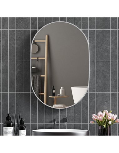 HOMCOM 60cm Round Tempered Glass Bathroom Mirror - Silver Tone