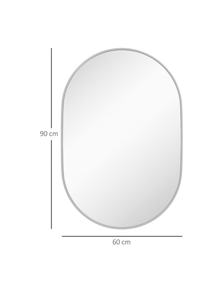 HOMCOM 60cm Round Tempered Glass Bathroom Mirror - Silver Tone - pic 171836 | FastDaddyshop