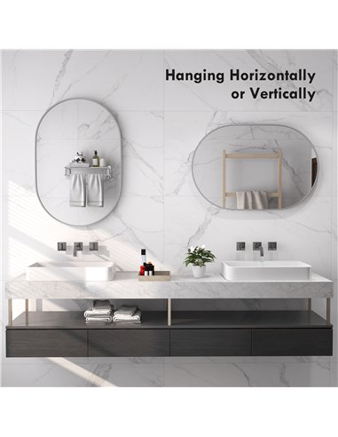 HOMCOM 60cm Round Tempered Glass Bathroom Mirror - Silver Tone