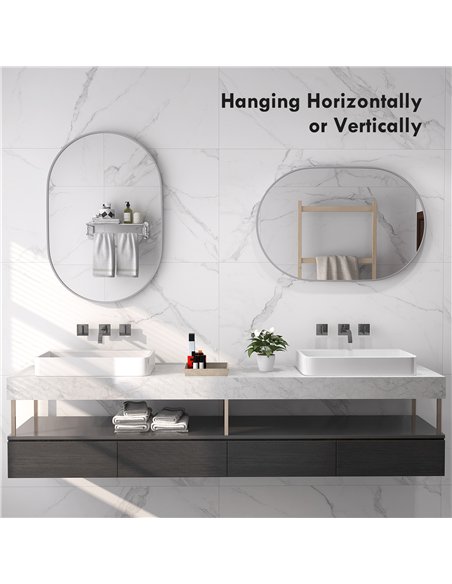 HOMCOM 60cm Round Tempered Glass Bathroom Mirror - Silver Tone - pic 171839 | FastDaddyshop