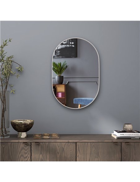 HOMCOM 60cm Round Tempered Glass Bathroom Mirror - Silver Tone - pic 171842 | FastDaddyshop