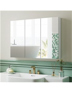 HOMCOM Three-Mirror Bathroom Storage Cabinet - White 2