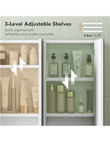 HOMCOM Three-Mirror Bathroom Storage Cabinet - White
