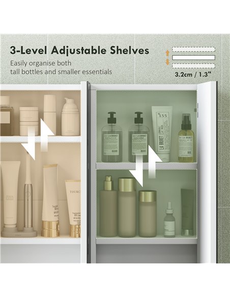 HOMCOM Three-Mirror Bathroom Storage Cabinet - White - pic 171847 | FastDaddyshop