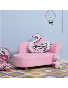 Homcom Kids Velvet-Like Chaise Lounge Sofa, Pink 2