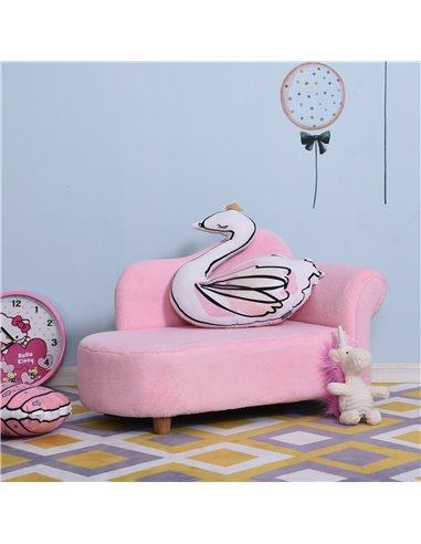 Homcom Kids Velvet-Like Chaise Lounge Sofa, Pink