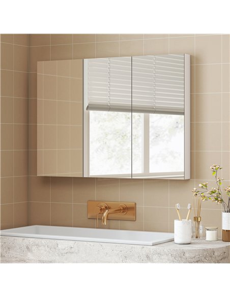 HOMCOM Three-Mirror Bathroom Storage Cabinet - White - pic 171850 | FastDaddyshop