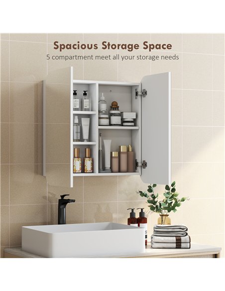 HOMCOM Arched Bathroom Mirror Cabinet with Adjustable Shelves - White - pic 171856 | FastDaddyshop