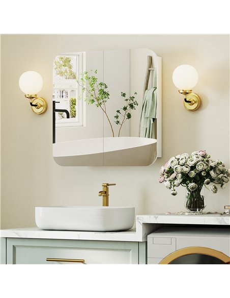 HOMCOM Arched Bathroom Mirror Cabinet with Adjustable Shelves - White - pic 171860 | FastDaddyshop
