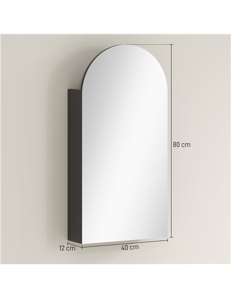 HOMCOM Arched Bathroom Mirror Cabinet with Adjustable Glass Shelves - Black - pic 171863 | FastDaddyshop