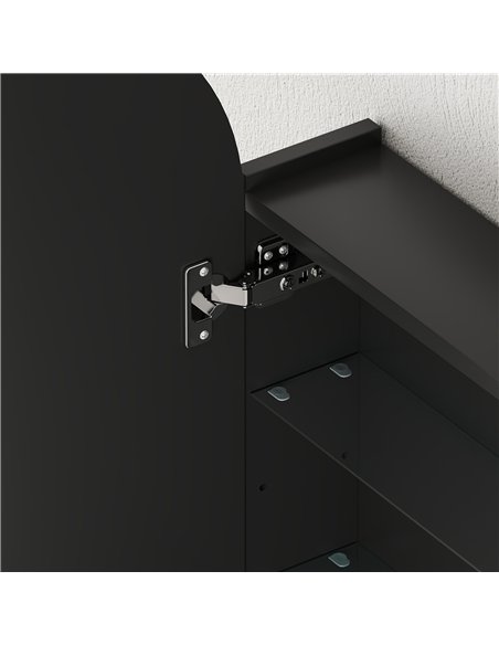 HOMCOM Arched Bathroom Mirror Cabinet with Adjustable Glass Shelves - Black - pic 171869 | FastDaddyshop