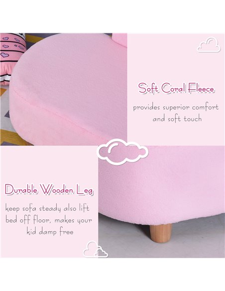 Homcom Kids Velvet-Like Chaise Lounge Sofa, Pink - pic 17187 | FastDaddyshop