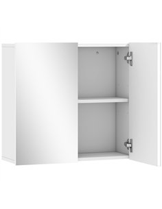 HOMCOM Double-Door Bathroom Mirror Cabinet - White