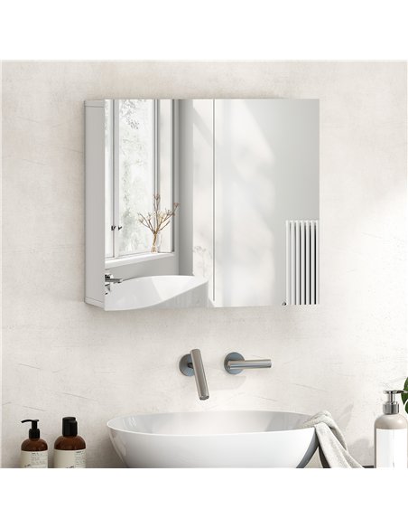 HOMCOM Double-Door Bathroom Mirror Cabinet - White - pic 171880 | FastDaddyshop