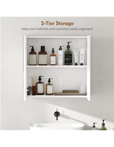 HOMCOM Double-Door Bathroom Mirror Cabinet - White
