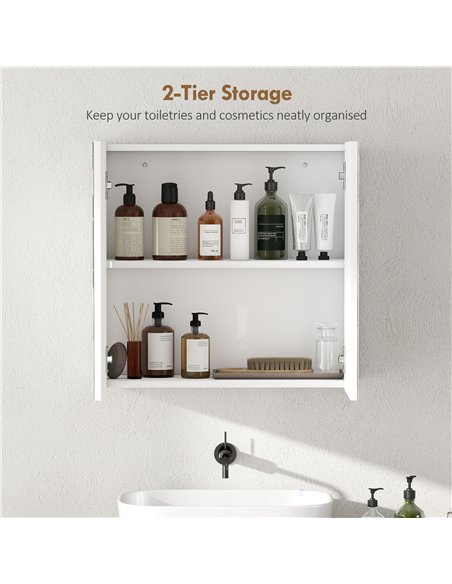 HOMCOM Double-Door Bathroom Mirror Cabinet - White - pic 171882 | FastDaddyshop