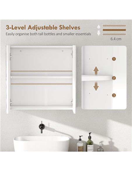 HOMCOM Double-Door Bathroom Mirror Cabinet - White - pic 171883 | FastDaddyshop