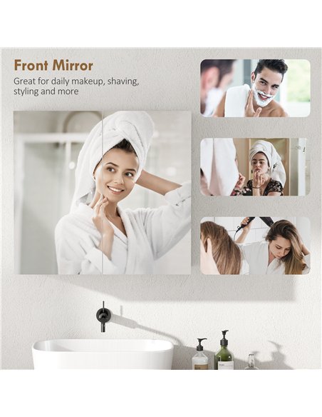 HOMCOM Double-Door Bathroom Mirror Cabinet - White - pic 171884 | FastDaddyshop