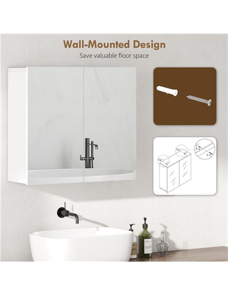 HOMCOM Double-Door Bathroom Mirror Cabinet - White - pic 171885 | FastDaddyshop