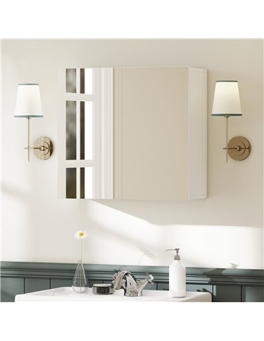 HOMCOM Double-Door Bathroom Mirror Cabinet - White