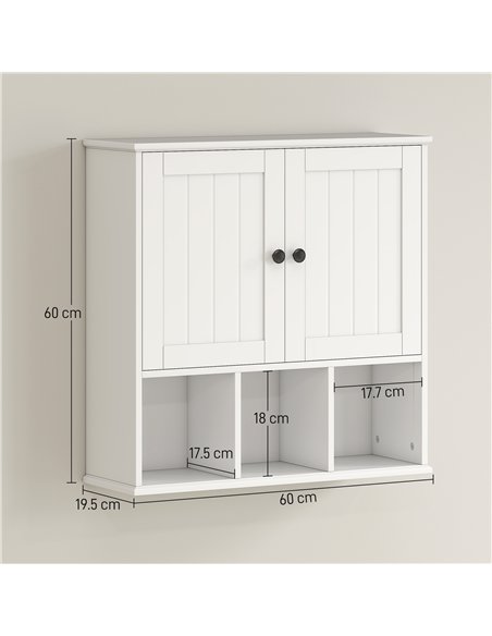 HOMCOM Farmhouse Bathroom Wall Cabinet, Wall Mounted Medicine Cabinet with Adjustable Shelf, Open Compartments, White - pic 171899 | FastDaddyshop