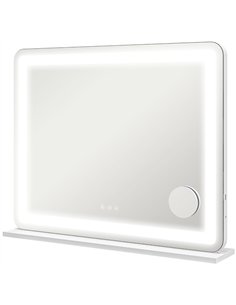 HOMCOM Vanity Mirror with Lights, Large 80x62 cm Lighted Makeup Mirror with 3 Colour, 10X Magnifying, USB Charging Port, Touch S