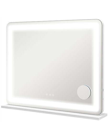 HOMCOM Vanity Mirror with Lights, Large 80x62 cm Lighted Makeup Mirror with 3 Colour, 10X Magnifying, USB Charging Port, Touch S - pic 171906 | FastDaddyshop