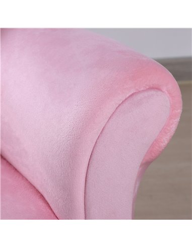 HOMCOM Children Kids Velvet Chaise Lounge Sofa Day Bed Couch Seat Pink