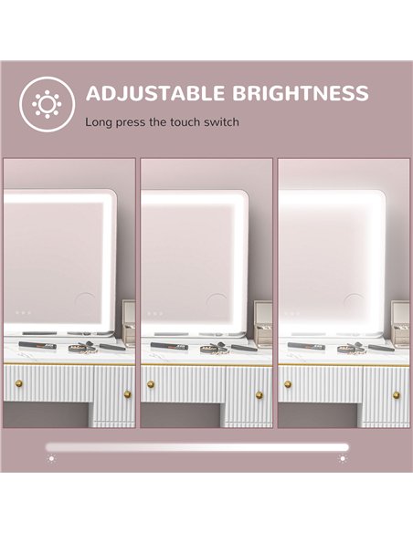 HOMCOM Vanity Mirror with Lights, Large 80x62 cm Lighted Makeup Mirror with 3 Colour, 10X Magnifying, USB Charging Port, Touch S - pic 171911 | FastDaddyshop