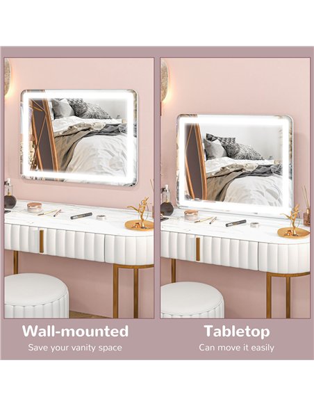 HOMCOM Vanity Mirror with Lights, Large 80x62 cm Lighted Makeup Mirror with 3 Colour, 10X Magnifying, USB Charging Port, Touch S - pic 171913 | FastDaddyshop