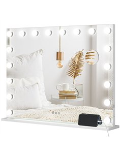 HOMCOM Hollywood Vanity Mirror with Lights, Large 80x62 cm Lighted Makeup Mirror with 3 Colour, 18 LED Bulbs, 10X Magnifying, US