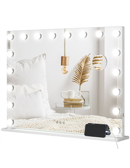HOMCOM Hollywood Vanity Mirror with Lights, Large 80x62 cm Lighted Makeup Mirror with 3 Colour, 18 LED Bulbs, 10X Magnifying, US - pic 171915 | FastDaddyshop