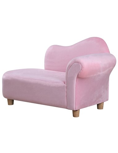 Homcom Kids Velvet-Like Chaise Lounge Sofa, Pink