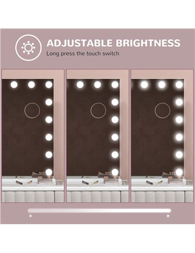HOMCOM Hollywood Vanity Mirror with Lights, Large 80x62 cm Lighted Makeup Mirror with 3 Colour, 18 LED Bulbs, 10X Magnifying, US