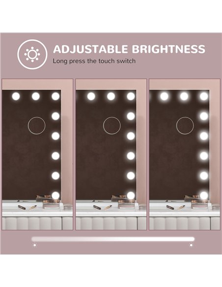 HOMCOM Hollywood Vanity Mirror with Lights, Large 80x62 cm Lighted Makeup Mirror with 3 Colour, 18 LED Bulbs, 10X Magnifying, US - pic 171920 | FastDaddyshop