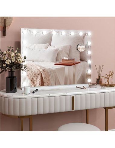 HOMCOM Hollywood Vanity Mirror with Lights, Large 80x62 cm Lighted Makeup Mirror with 3 Colour, 18 LED Bulbs, 10X Magnifying, US