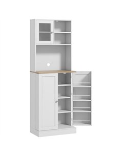 HOMCOM Two-Part Kitchen Storage Cabinet - White